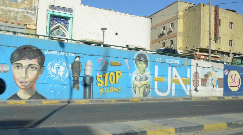 Streetart mit Friedensbotschaft, Bagdad