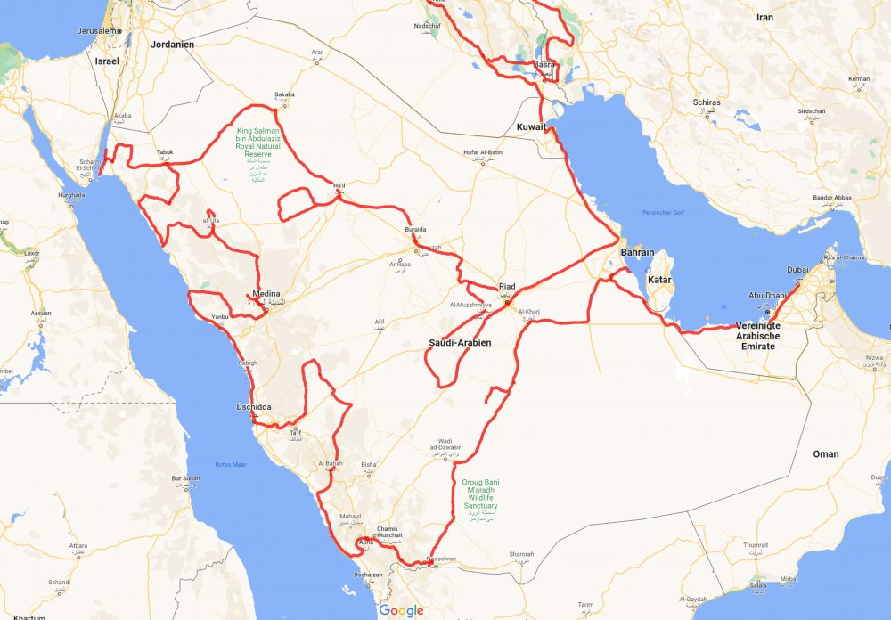 Unsere Route ( Maps data: ©2023 Google Maps GISrael)